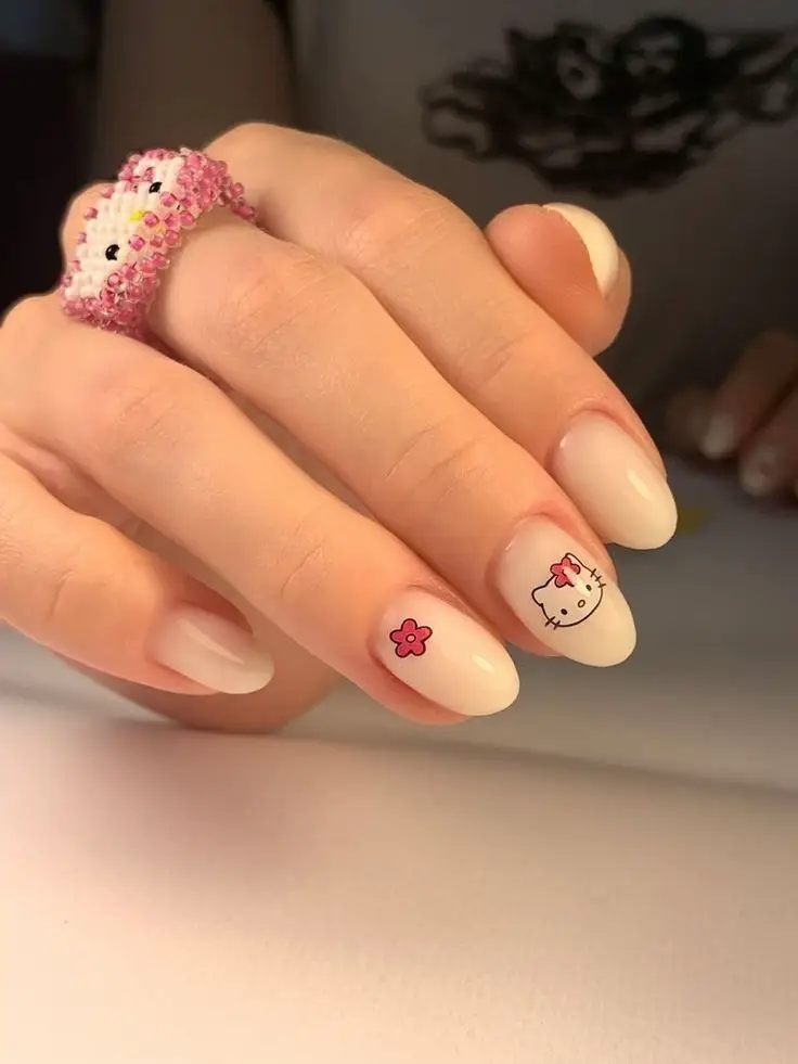 Pink Hello Kitty Nails